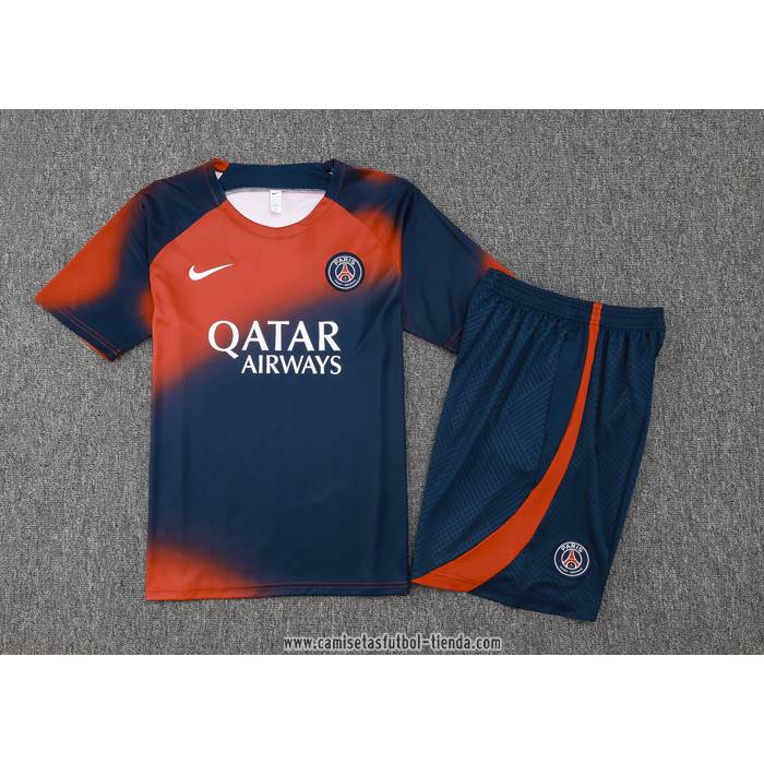 Chandal del Paris Saint-Germain 2023 2024 Manga Corta Rojo y Azul - Pantalon Corto